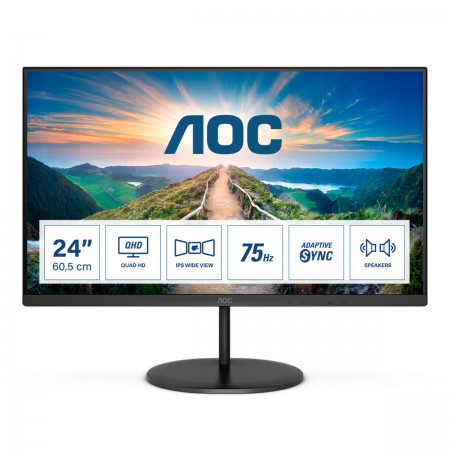 AOC V4 Q24V4EA LED display 60.5 cm (23.8") 2560 x 1440 pixels 2K Ultra HD Black