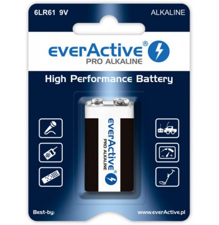 Baterijos 6LR61 everActive Pro Alkaline 6LR61 9V
