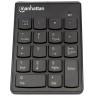 Manhattan Numeric Keypad, Wireless (2.4GHz), USB-A Micro Receiver, 18 Full Size Keys, Black, Membrane Key Switches, Auto Power