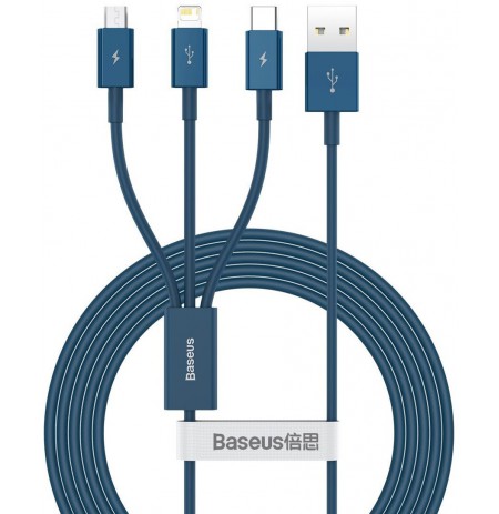 BASEUS Superior Series Fast Charging Cable 3w1 1.5m Blue