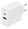 USB sieninis įkroviklis DELTACO su dviem prievadais ir PD, 1x USB-A, 1x USB-C, PD, 36W, baltas / USBC-AC138
