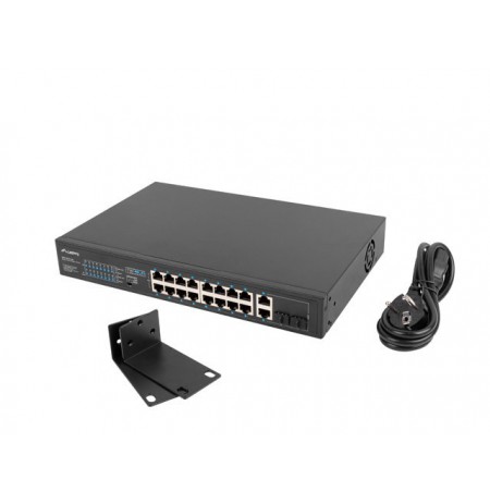 Lanberg Switch rack 19" POE+ 16x 100MB /2X COMBO GIGABIT ETHERNET 250W