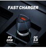 Tellur FCC10 car charger 38W, 6A (PD20W + QC3.0) black