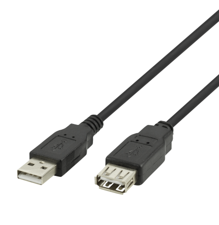 USB prailginimo kabelis DELTACO USB-A male - USB-A female, 3m, juodas / USB2-13S-K / 00140003