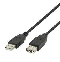 USB prailginimo kabelis DELTACO USB-A male - USB-A female, 3m, juodas / USB2-13S-K / 00140003