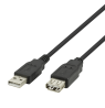 USB prailginimo kabelis DELTACO USB-A male - USB-A female, 3m, juodas / USB2-13S-K / 00140003