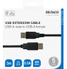 USB prailginimo kabelis DELTACO USB-A male - USB-A female, 3m, juodas / USB2-13S-K / 00140003