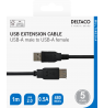 USB prailginimo kabelis DELTACO USB-A male - USB-A female, 1m, juodas / USB2-15S-K / 00140004