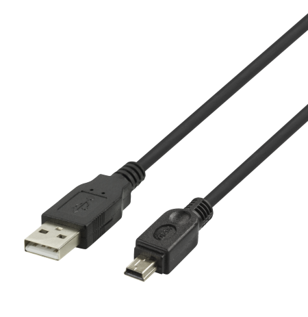 USB 2.0 mini B kabelis DELTACO tinka DSLR fotoaparatams, 1m, juodas / USB-24-K / 00140007