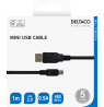 USB 2.0 mini B kabelis DELTACO tinka DSLR fotoaparatams, 1m, juodas / USB-24-K / 00140007