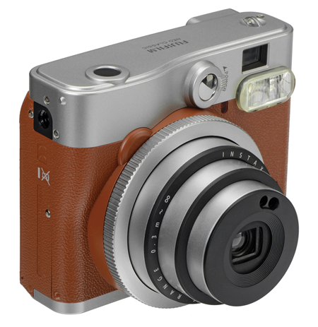 Fujifilm Instax Mini 90 NEO CLASSIC camera + Instax mini glossy (10) Brown/Stainless steel, 0.3m - ∞