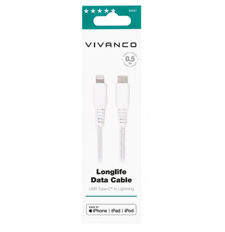 Vivanco cable USB-C - Lightning 0.5m, white (62227)