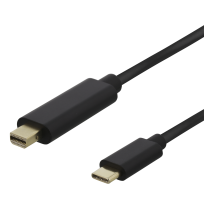 USB-C - miniDisplayPort kabelis DELTACO 4K UHD, paauksuotos jungtys, 2m, juodas / USBC-DP202-K / 00140017