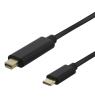 USB-C - miniDisplayPort kabelis DELTACO 4K UHD, paauksuotos jungtys, 2m, juodas / USBC-DP202-K / 00140017