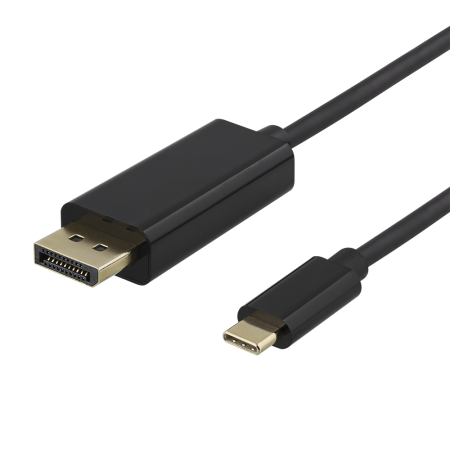USB-C - DisplayPort kabelis DELTACO 4K UHD, paauksuotos jungtys, 1m, juodas / USBC-DP100-K / 00140012