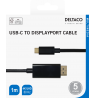 USB-C - DisplayPort kabelis DELTACO 4K UHD, paauksuotos jungtys, 1m, juodas / USBC-DP100-K / 00140012