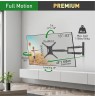 BARKAN BM443XL 13"-83" TV, 4 lankstų, sieninis, juodas, labai ilgas