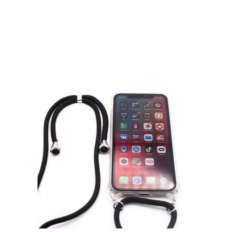 Samsung A30s Case with rope Black Transparent