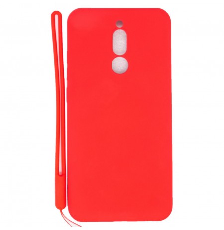 Xiaomi Redmi 8 Soft Touch Silicone Case with Strap Red