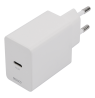 DELTACO USB-C sieninis įkroviklis, 1x USB-C PD 20 W, 1 m USB-C laidas, baltas, USBC-AC146