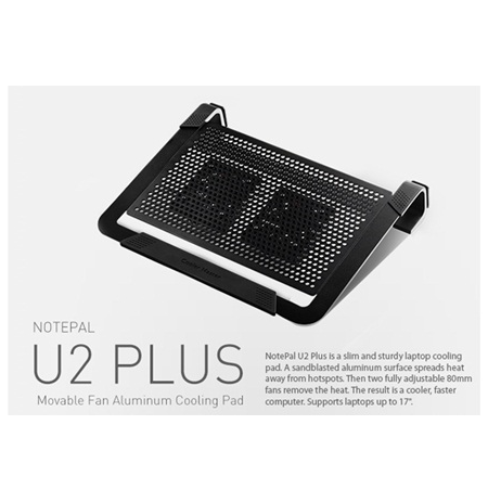 Cooler master notebook cooler "Notepal U2 PLUS" for up to 17" nb, 2x80 mm  fan, black 
