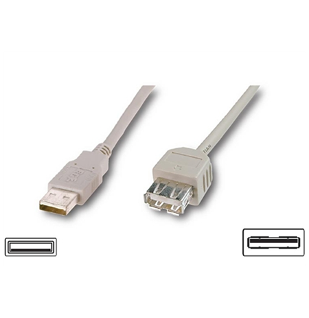 Logilink USB 2.0 extensio cable, USB A female, USB A male, 3 m, Grey