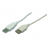 Logilink USB 2.0 extensio cable, USB A female, USB A male, 3 m, Grey