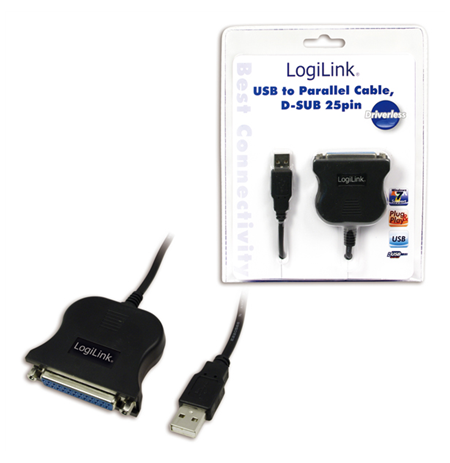 Logilink USB 2.0 adapter to Paralel (LPT)  DB25 , 1,8m DB25, USB A male