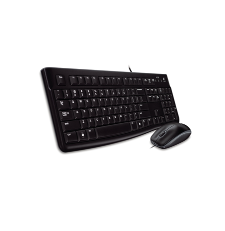 Logitech MK120 Keyboard and Mouse Set, Wired, Mouse included, RU, USB Port, Black