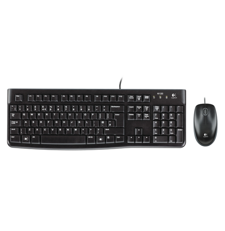 Logitech LGT-MK120-US Keyboard and Mouse Set, Wired, Mouse included, US, International EER, USB Port, Black