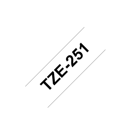 Brother TZ-251 Laminated Tape Black on White, TZe, 8 m, 2.4 cm
