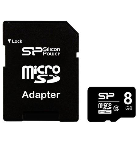 Silicon Power 8 GB, MicroSDHC, Flash memory class 10, SD adapter