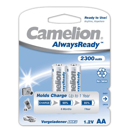 Camelion AA/HR6, 2300 mAh, AlwaysReady Rechargeable Batteries Ni-MH, 2 pc(s)