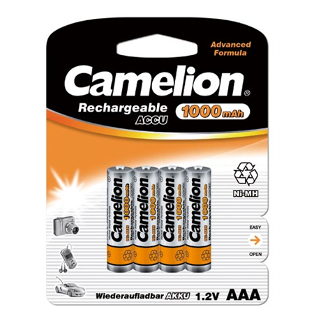 Camelion AAA/HR03, 1000 mAh, Rechargeable Batteries Ni-MH, 4 pc(s)