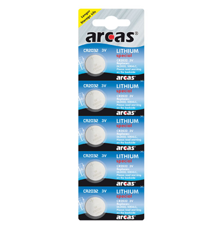 Arcas CR2032, Lithium, 5 pc(s)