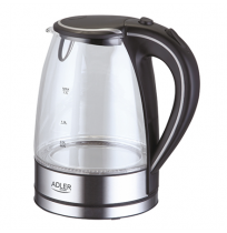 Adler | Kettle | AD 1225 | Standard | 2000 W | 1.7 L | Glass | 360° rotational base | Transparent/Stainless steel