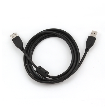 Cablexpert USB 2.0 A M/FM 1.8 m, Black, USB extension cable