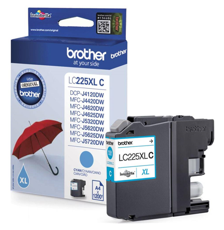 Brother LC-225XLC Ink Cartridge, Cyan