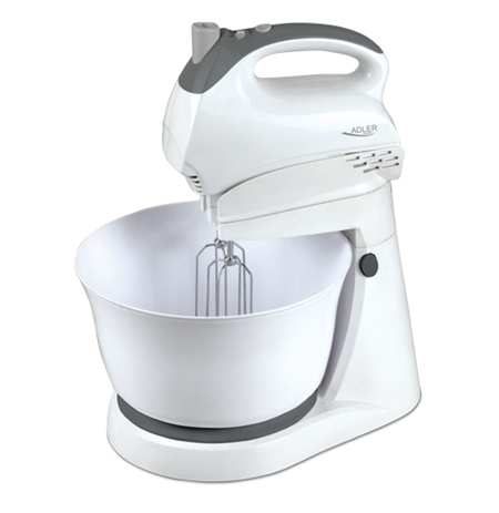 Adler Mixer AD 4202 Mixer with bowl, 300 W, Number of speeds 5, Turbo mode, White