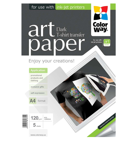 ColorWay ART T-shirt transfer (dark) Photo Paper, 5 sheets, A4, 120 g/m²