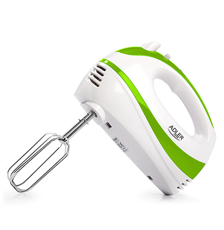 Adler Mixer AD 4205 g Hand Mixer, 300 W, Number of speeds 5, Turbo mode, White/Green