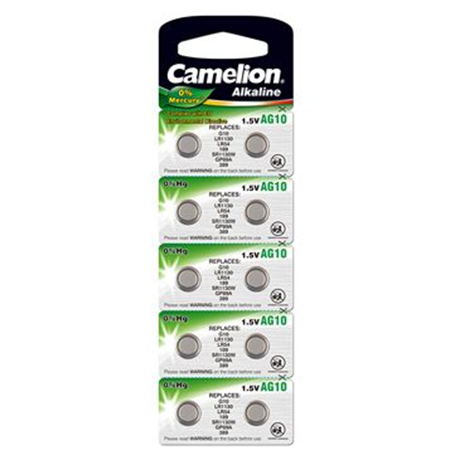 Camelion AG10/LR54/LR1131/389, Alkaline Buttoncell, 10 pc(s)