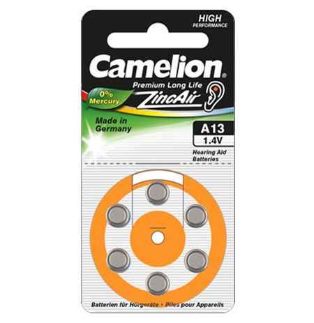 Camelion A13/DA13/ZL13, Zinc air cells, 6 pc(s)