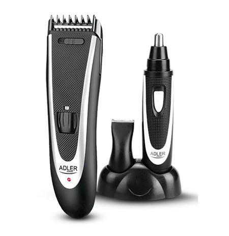 Adler AD 2822 Hair clipper + trimmer, 18 hair clipping lengths, Thinning out function, Stainless steel blades, Black