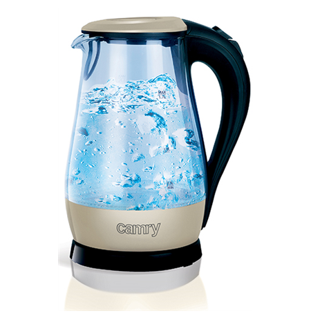 Camry CR 1251 Standard kettle, Glass, Glass/Black, 2000 W, 360° rotational base, 1.7 L