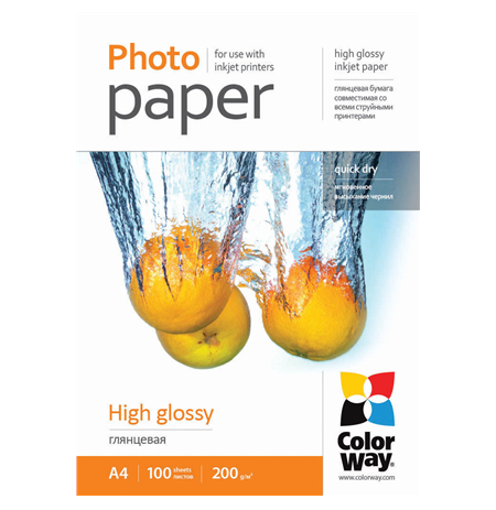 ColorWay High Glossy Photo Paper, 100 sheets, A4, 200 g/m²