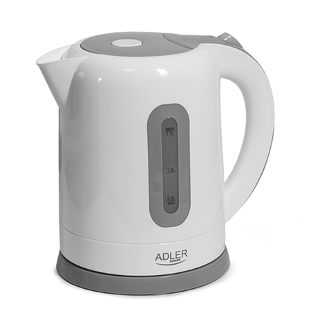 Adler Kettles AD 1234 Standard kettle, Plastic, White, 2200 W, 1.7 L, 360° rotational base