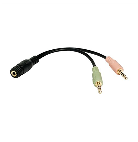 Logilink Audio Adapter 3.5 Stereo 4-Pin Female to 2 x 3.5 Stereo Male Black, 0.105 m