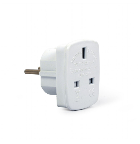 Gembird AC power adapter, UK socket to EU Schuko plug, 7.5 A White, Travel adapter