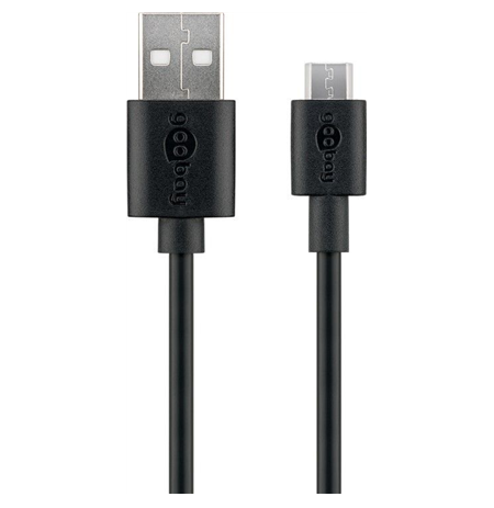 Goobay Micro USB charging and sync cable 46800 Black, USB 2.0 micro male (type B), USB 2.0 male (type A)